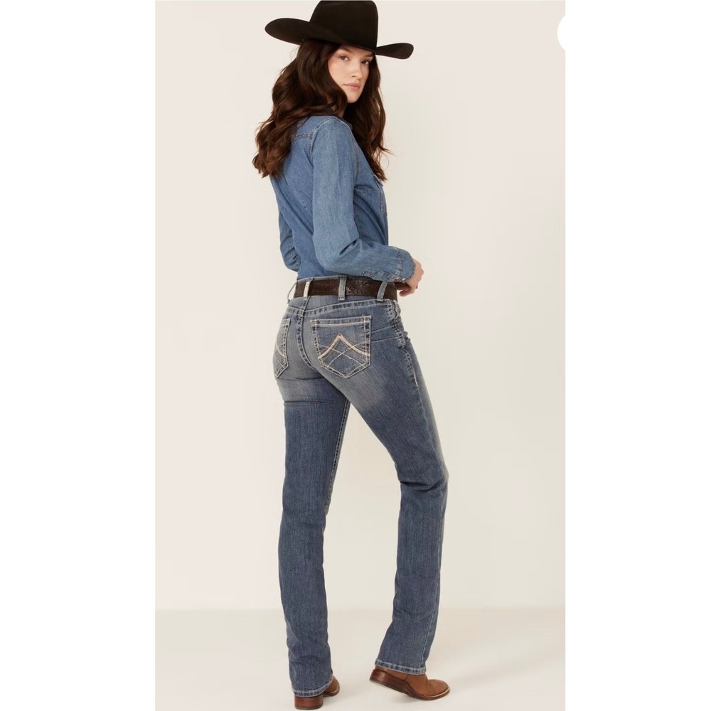 Ariat Jeans Women 29R Blue REAL Denim Straight Leg Mid Rise Contrast Stitch